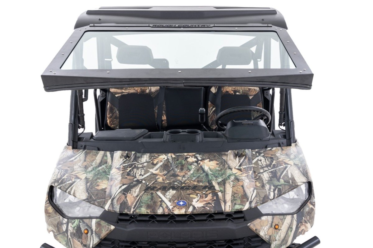 Polaris Ranger Crew XP 1000 NorthStar Ultimate Electric Tilt Windshield - Rough Country - Auto-Tilt Glass - '21-'23